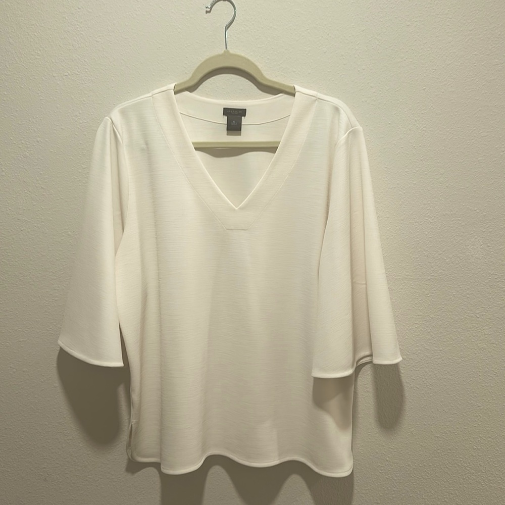 Ann Taylor Factory Textured Pointe Winter White Top